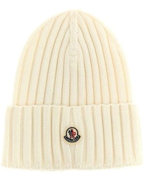Moncler Ribbed Wool Beanie - Natural
