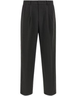 DUNST Double-Pleated Tailored Trousers - Black