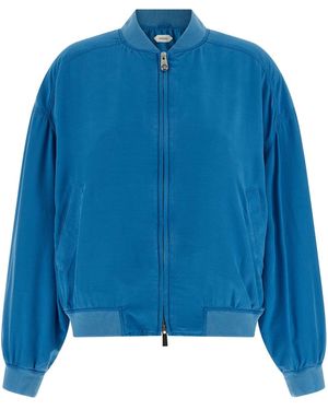 Versace Seidenblouson Mit Medusa-Reißverschluss - Blau