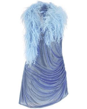 GIUSEPPE DI MORABITO Kleid Mit Abnehmbaren Kristallen Und Federn - Blau