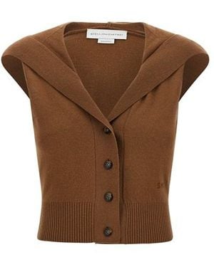 Stella McCartney Top 'Cosy Knit Hood' - Marrone