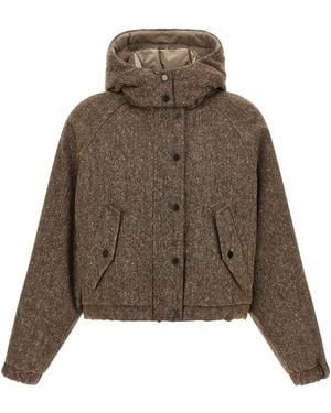 Brunello Cucinelli Donegal Tweed Down Jacket - Brown