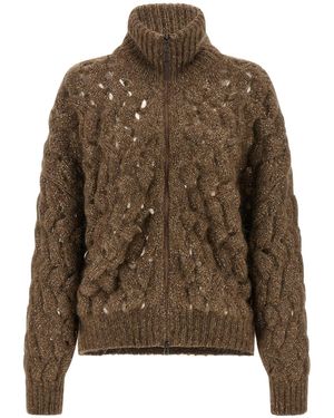 Brunello Cucinelli 'dazzling Waves' Cardigan - Brown