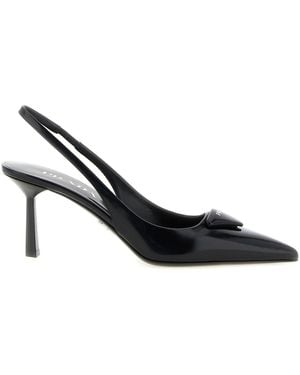 Prada Brushed Leather Slingback - Black