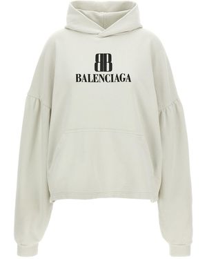 Balenciaga Cropped Logo Hoodie - White