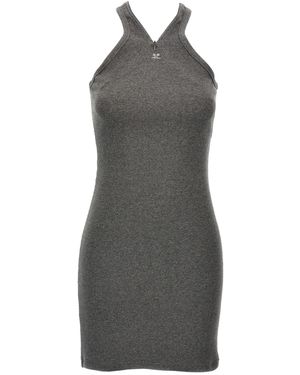 Courreges Cotton Short Dress - Grey