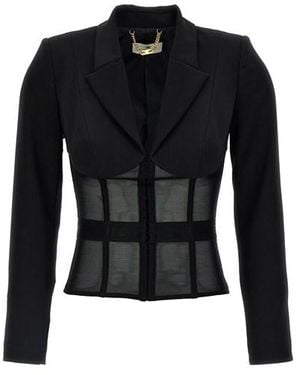 Elisabetta Franchi Blazer crêpe e tulle - Nero