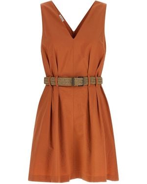 Brunello Cucinelli Texture Twill Dress - Orange