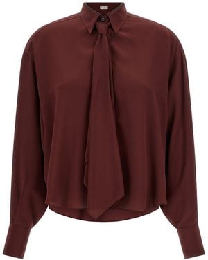 Brunello Cucinelli 'Shiny Collar' Shirt - Red