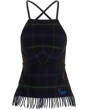 1/OFF 'checked Scarf' Top - Blue