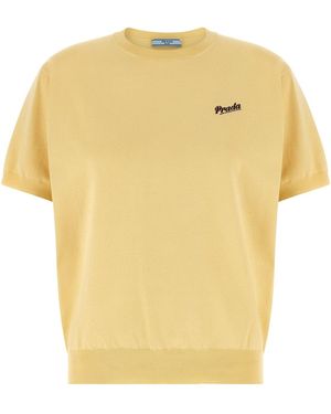Prada Logo Intarsia Jumper - Yellow