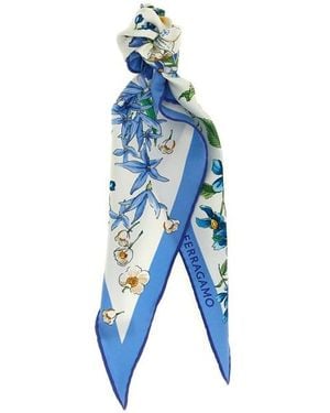 Ferragamo Foulard A Rombo Stampa 'Primavera' - Blu