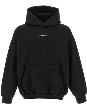 Balenciaga Felpa Con Cappuccio Ricamo Logo - Nero