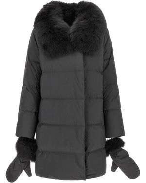 Army by Yves Salomon Coat With Mittens - Black