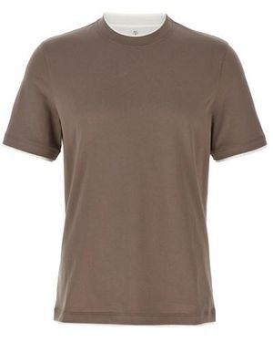 Brunello Cucinelli T-shirt Faux-Layering - Marrone