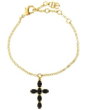 Dolce & Gabbana Bracciale Croce Cristalli - Metallizzato