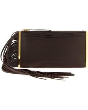 Elisabetta Franchi Fringed Clutch - Brown