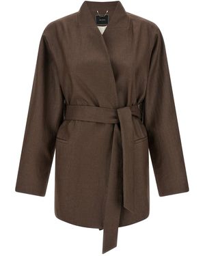 Kiton Linen Blend Blazer - Brown