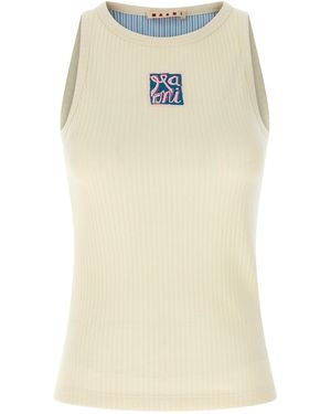 Marni Logo Patch Tank Top Tops - Natural