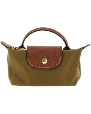 Longchamp Clutch Bag With 'le Pliage Original' Handle - Brown