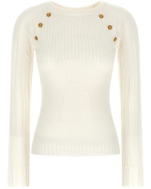 Balmain Pullover Mit 3 Knöpfen - Weiß