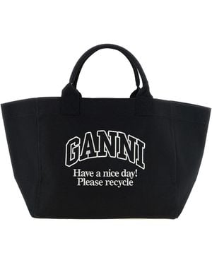 Ganni Xxl Shopping Tote - Black