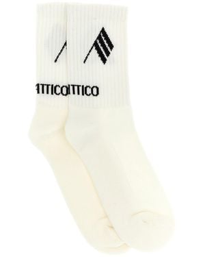 The Attico Socken Mit Intarsiamuster Und Logo - Weiß