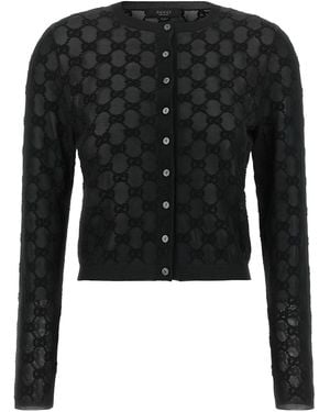 Gucci Cardigan Ricamo Gg - Nero