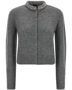 Pinko Jewel Collar Cardigan - Grey