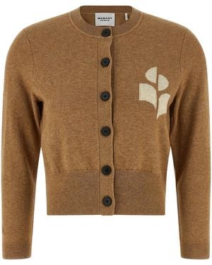 Isabel Marant Cardigan With Intarsia Logo - Brown