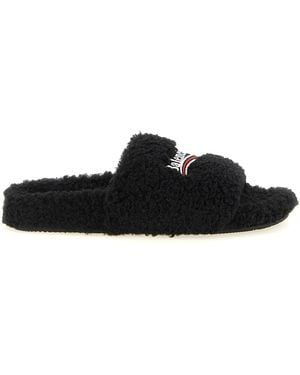 Balenciaga 'furry' Open Sandals - Black
