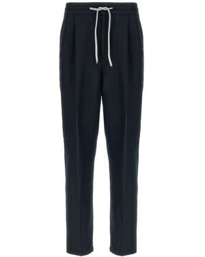 Brunello Cucinelli Linen Casual Trousers - Blue