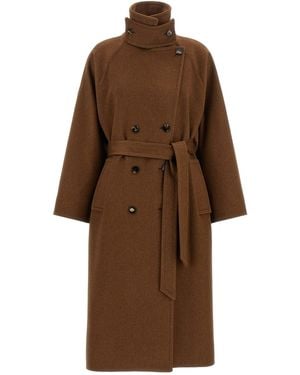 Alberto Biani Double-breasted Belted Coat - Brown