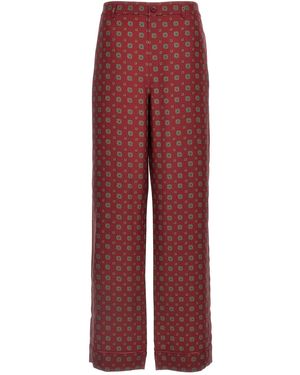 Moschino Silk Trousers With Relaxed Fit - Red