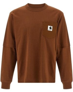 Sacai T-shirt Capsule X Carhartt Wip - Brown