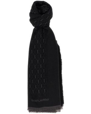 Saint Laurent Sciarpa Ysl Monogram - Nero