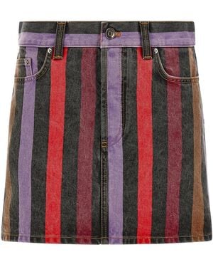 Versace Striped Denim Skirt - Red