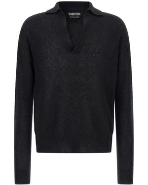 Tom Ford Polohemd Aus Kaschmir Und Seide - Schwarz