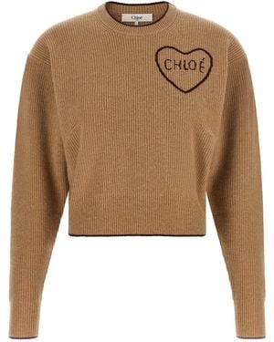 Chloé Heart Intarsia Jumper - Natural