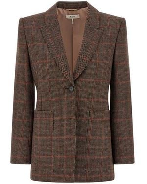 Chloé Blazer Lana A Quadri - Marrone