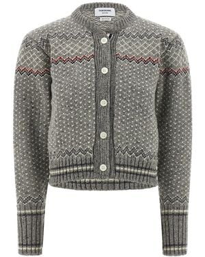 Thom Browne Cardigan "Fairisle Jersey Float" - Grau
