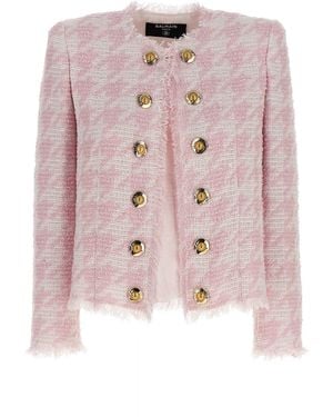 Balmain Bouclé Blazer - Pink