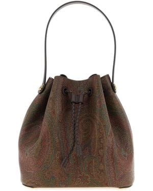 Etro Bucket Bag With Pegaso Plaque - Brown
