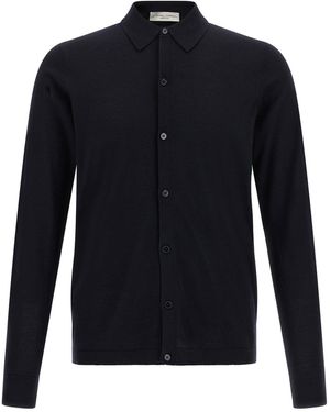 LARMERI STUDIO Shirt-Inspired Knit Polo - Blue