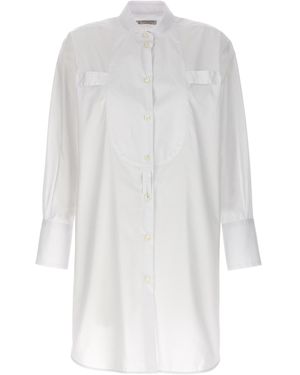 Alberto Biani Long Plastron Tuxedo Shirt - White