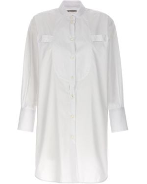 Alberto Biani Long Plastron Tuxedo Shirt - White