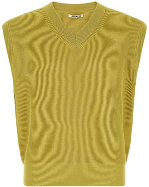 AURALEE Ribbed Knit Vest - Green