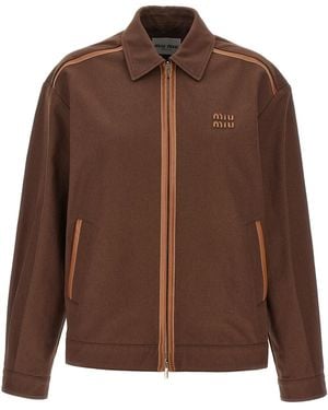 Miu Miu Blouson Mit Logoaufnäher - Braun
