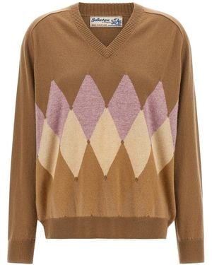 Ballantyne 'New Diamond' Argyle Intarsia Pullover - Brown
