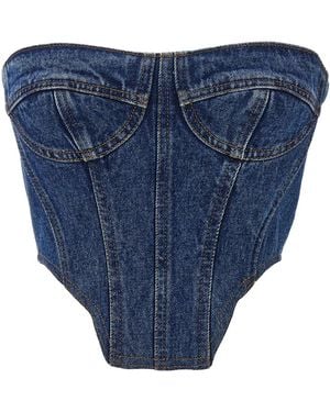 David Koma Denim Bustier Top - Blue
